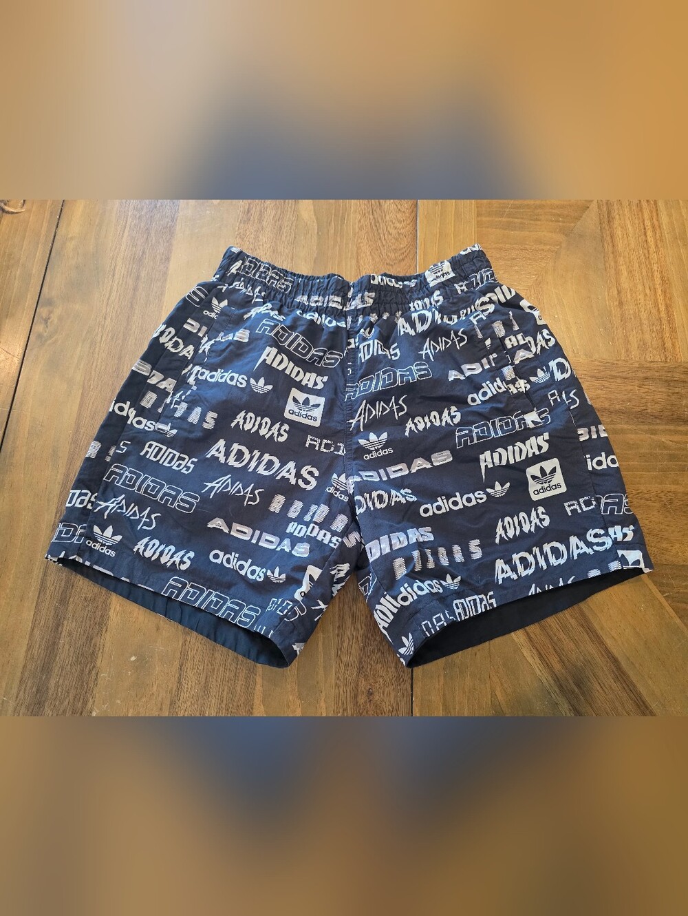 Adidas Reversible Athletic Shorts Sz Medium 3-Stripes Logo Print Trefoil